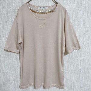 Ballo Sleeve Back Ribbon Blouse Shirt Beige Shiny Size M